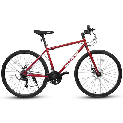 #ad 700c Road Bike 21 Speed Disc Brakes Commuting Road Bicycle for Men Women Red $220.99