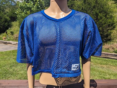 #ad #ad Vintage BIKE Football Jersey Blue Mesh Crop Top Size Medium New Old Stock $14.00