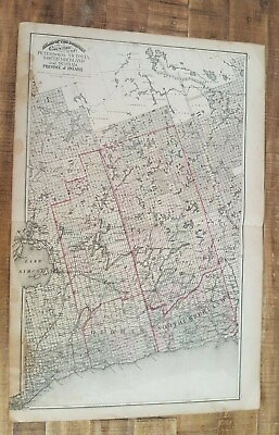 #ad 1876 Antique MAP Co. of PETERBORO VICTORIA etc Tackabury#x27;s Atlas of Canada $110.00