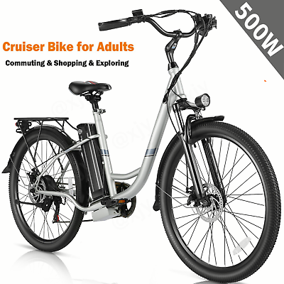 #ad 500W Electric Bike26#x27;#x27; Electric Mountain Bicycle 48V 21 Speed Ebike Rear Rack $538.99