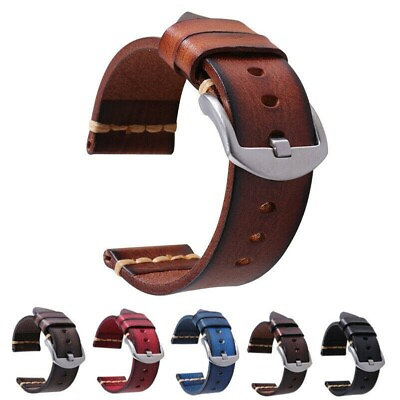 #ad #ad Mens Womens Genuine Leather Watch Strap Bands Watchstrap Watchband Retro Luxury $30.55