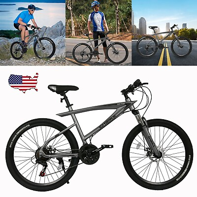 #ad #ad Fat Tire Mountain Bike 26in 21 Speed MTB Bicycle High Tensile Aluminum Frame US $217.99