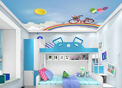#ad 3D Rainbow Bicycle 74 Wall Paper Wall Print Decal Wall Deco AJ WALLPAPER Summer $299.99