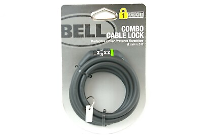 #ad Bell Bicycle Combo Cable Lock 8mm x 5ft Protective Cover Prevents Scratches New $14.40