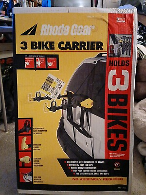 #ad Rhode Gear 3 Bike Carrier Trunk Mount Rack Black amp; Yellow #06170 SEALED AND NEW $100.00