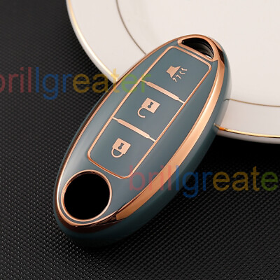 #ad Car Key Cover Remote Case Gloss TPU Fob for Nissan 3 Button Grey 02# $7.99