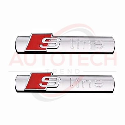 #ad #ad Set of 2 Audi S Line Silver Side Emblem Fender Badge A1 A3 A4 A5 A6 A7 A8 Q5 Q7 $14.99