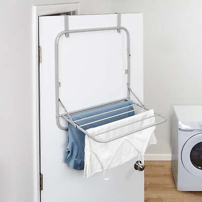 #ad Folding Steel Over the Door Mount or Wall Mount Clothes Drying Rack Grey $29.78
