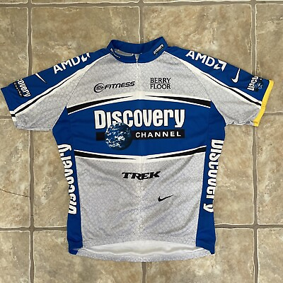 Discovery Channel Nike Trek Bike Jersey Shirt Cycling Mens XL Dri Fit ITALY $39.99