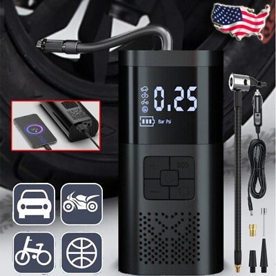 #ad #ad Electric Wireless Portable Air Compressor Pump Bike Car Tire Inflator w Battery $20.99