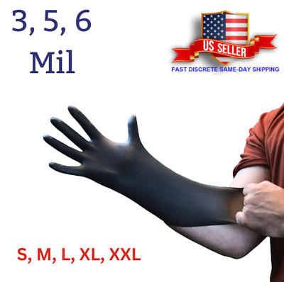 #ad Black Nitrile Disposable Gloves Powder Latex Free 3 5 amp; 6 Mil amp; Size S XXL $89.99
