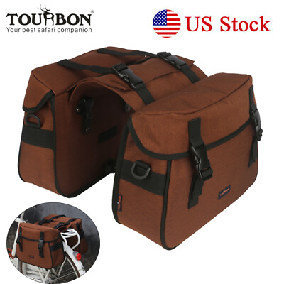 #ad #ad Tourbon Bike Double Pannier Rear Rack Pack Seat Detached Twins Messenger Bag USA $112.49