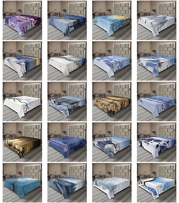 #ad Ambesonne Winter Panorama Flat Sheet Top Sheet Decorative Bedding 6 Sizes $29.99
