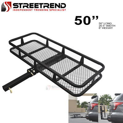 #ad 50quot; Blk Steel Foldable Trailer Tow Hitch Cargo Carrier Basket For 2quot; Receiver S6 $169.26