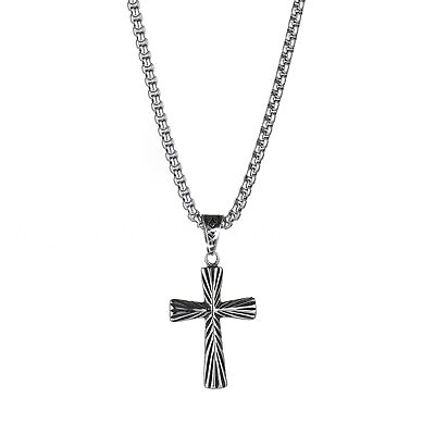 #ad Cool Boys Mens Stainless Steel Cross Pendant Necklace For Men Women Chain 22quot; $9.89