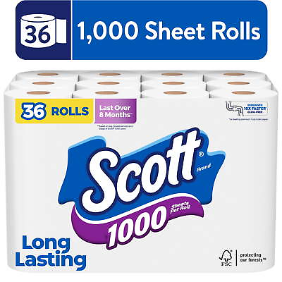 #ad #ad Scott 1000 Toilet Paper 36 Rolls 1000 Sheets Per Roll 36000 Sheets Total $28.08
