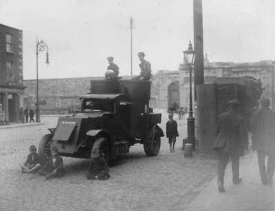 #ad 1920 Boys Sitting In Front Of An Armoured Car Ireland Old Photo AU $9.00