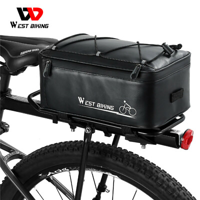 WEST BIKING Waterproof Bike Trunk Bag Bicycle Rear Rack Pack Bag Panniers Black $17.98