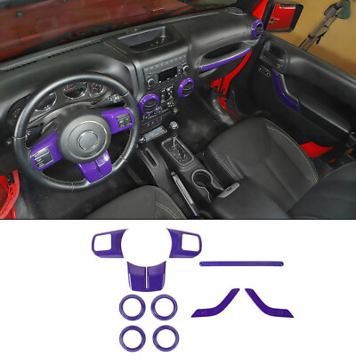 #ad Interior Full Set Cover Trim Kits For Jeep Wrangler JK 11 17 Purple Accessories $26.99