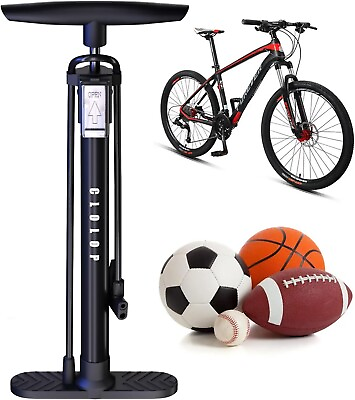 #ad #ad BIKE FLOOR PUMP WITH GAUGE High Pressure 160 PSI Portable Air Tire Ball Inflator $14.89