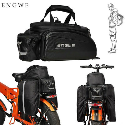 #ad #ad 35L Bike Rack Bag Waterproof Shoulder Leather Bag Bicycle Seat Pannier Discount $55.99