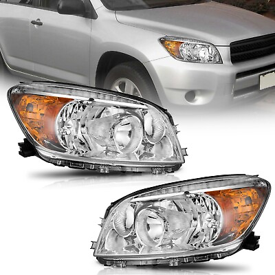 #ad WEELMOTO Headlights For 2006 2008 Toyota RAV4 Chrome Housing Headlamp LeftRight $89.55