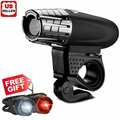 #ad USB Rechargeable Bright LED Bicycle Bike Front Headlight and Rear Tail Light Set $12.98