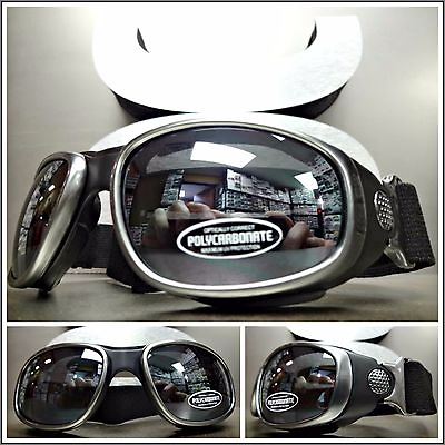 #ad #ad Men PADDED Biker MOTORCYCLE RIDING GLASSES GOGGLES With Strap Gray amp; Black Frame $19.99