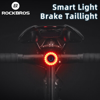 #ad ROCKBROS Bike Rear Light Smart Auto Brake Sensing Light Waterproof USB Taillight $15.99