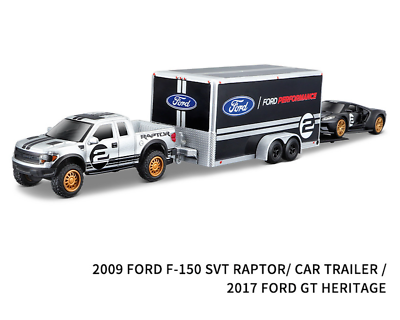 #ad Maisto 1:64 2009 Ford F 150 Raptor Trailer 2017 GT Heritage Diecast Model Car $37.99