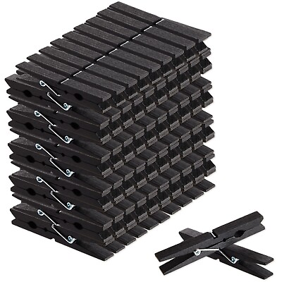 #ad 100 Pack Large Wooden Black Clothespins for Crafts Hanging Laundry Bulk 4 In $20.99