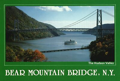 #ad Vintage Postcard The Hudson Valley Bear Mountain Suspension Bridge New York NY $7.19