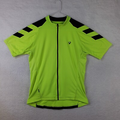 #ad Bontrager Race SS Jersey Mens Large Neon Yellow Shirt Bicycling Cycling Full Zip $18.99