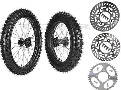 #ad 70 100 19 90 100 16 Tire Rim Wheel Assembly Disc Rotor Sprocket Dirt Pit Bike $30.58