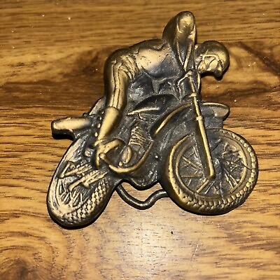 #ad Motor Cycle Motor Bike Stunt Rider Vintage Belt Buckle Metal $12.99