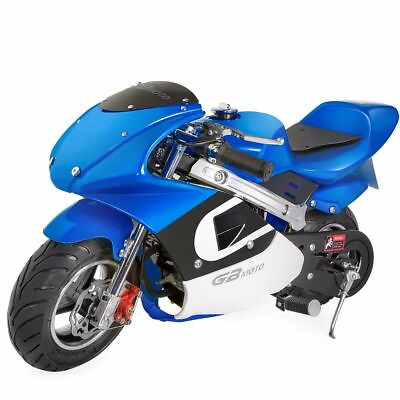 #ad XtremepowerUS Ride On Mini Pocket Bike for Kids Motorcycle 40cc Engine Blue $249.95