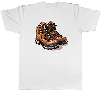 #ad Hiking Boots Mens T Shirt Hike Trek Mountain Climb Hiker Tee Gift GBP 8.99