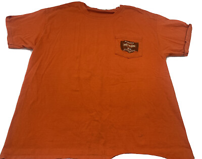 #ad Harley Men’s Shirt Large Chicago T shirt Orange Oil Classic Pocket T $26.99