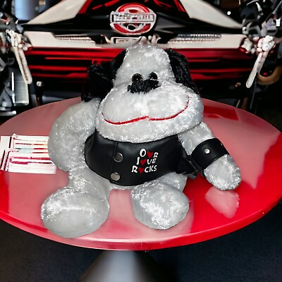 #ad Dan Dee Plush White Dog Puppy Our Love Rocks Stuffed Moto Jacket Motorcycle HTF $24.99