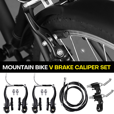 #ad Aluminum Alloy Mountain Bike V Brake Set and Rear MTB Hybrid Caliper Cables Set $16.89