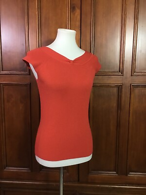 #ad #ad Ann Taylor fitted Med cap sleeve shell coral orangey gorgeous LkNw must have bea $14.90