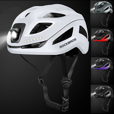 #ad ROCKBROS Bicycle Helmet w Warning Light Cycling Safely Cap MTB Road Bike Helmet $65.99