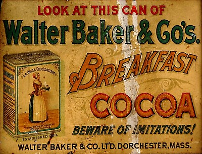 TIN SIGN quot;Walter Baker Cocoaquot; Chocolate Deco Garage Wall Decor $7.35
