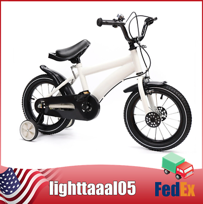 #ad 14quot; White Bike Boys amp; Girls Bicycle with Training Wheels For 3 4 5 6 Years Old $89.24