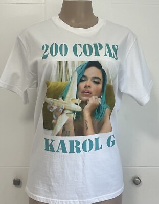 #ad Womens La Bichota 200 Copas Karol G Reggeaton White T Shirt Size M $15.00