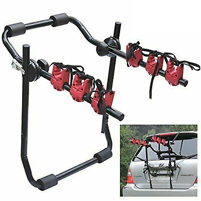 #ad 3 BIKE CARRIER FOR CAR TRUNK MOUNT RACK BICYCLE STAND CARRIER UNIVERSAL CAR RACK GBP 39.95