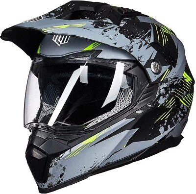#ad ILM Dirt Bike ATV Motorcycle Helmet Dual Sport Full Face Sun Visor 606V XL NEW $95.39