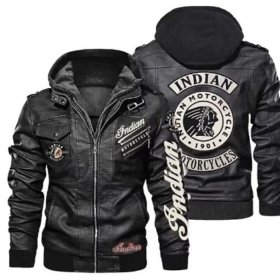 #ad Indian Motorcycle Men#x27;s Western Leather Biker jacketBlack Leather Riding jacket $169.00