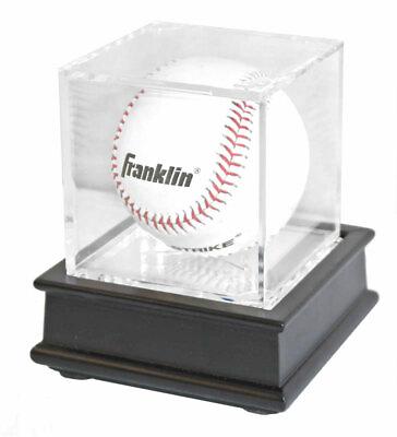 #ad Baseball Holder Display Case Cube Black Wooden Stand B03 BL $16.95