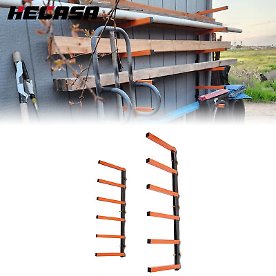 Lumber Wood Storage Metal Rack with 6 Level Wall Mount – Orange Organizer $35.50